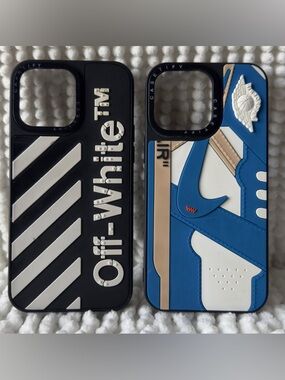 Casetify Blue, Black & White Off-White Inspired Phone Case Set for 14 pro max